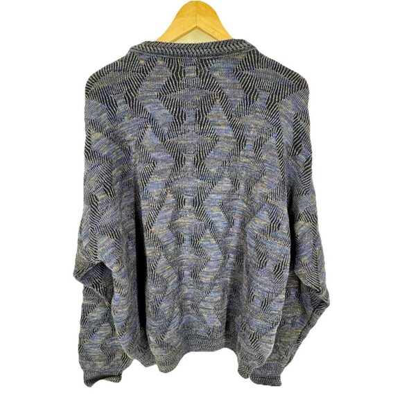 Jhane Barnes VTG Textured Blue Waves Mercerized Cotton Wool Sweater Size L - Picture 3 of 7